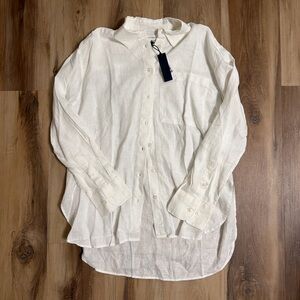 Banana Republic 100% Linen Button Down Shirt NWT Size Small White